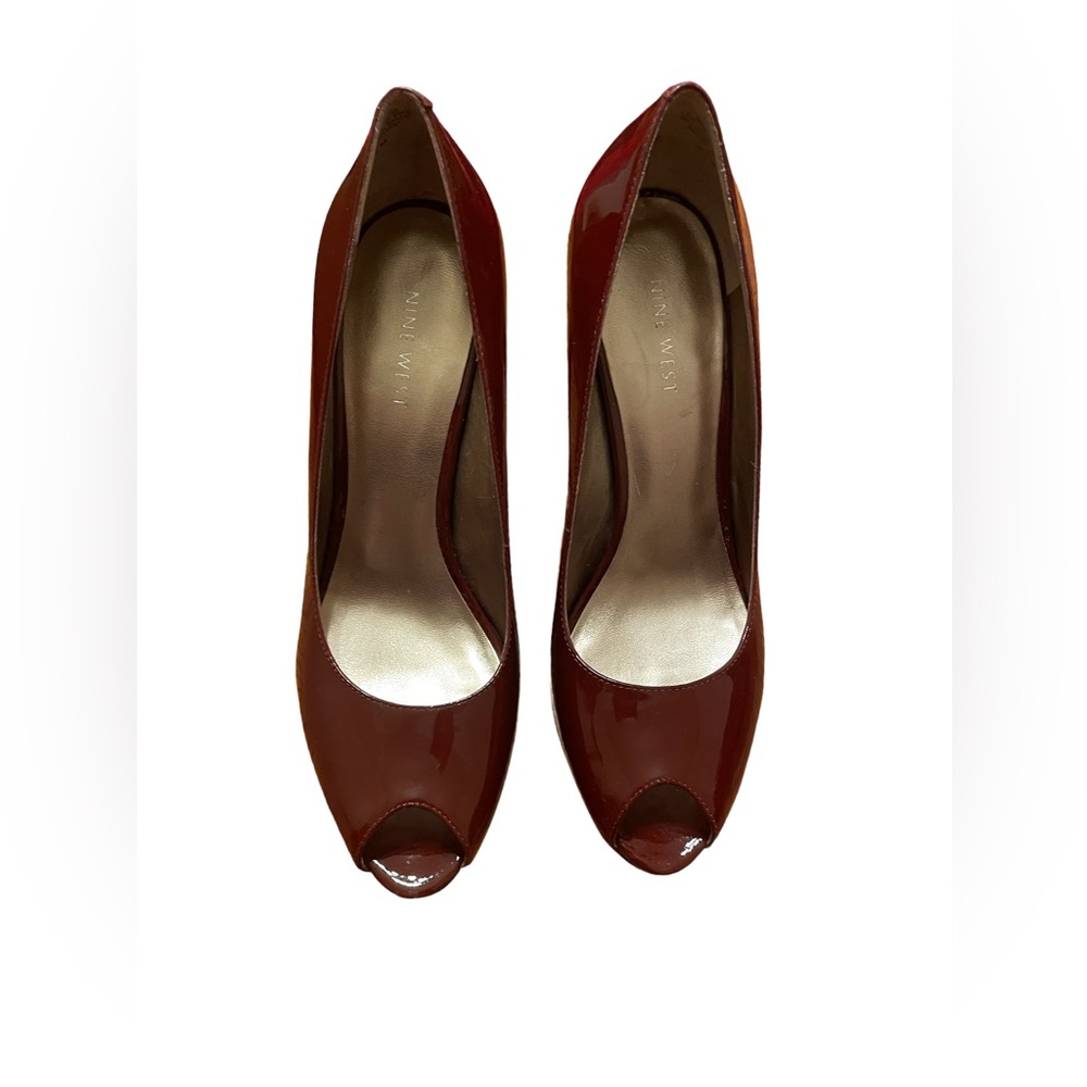 Womens Nine West Fransisco Medium Red Patent Heels Size 8.5